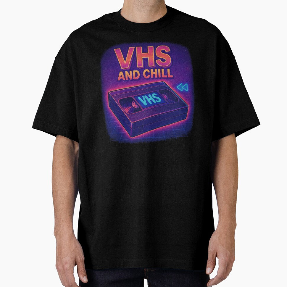VHS AND CHILL - neon retro style by KrissGraphShop