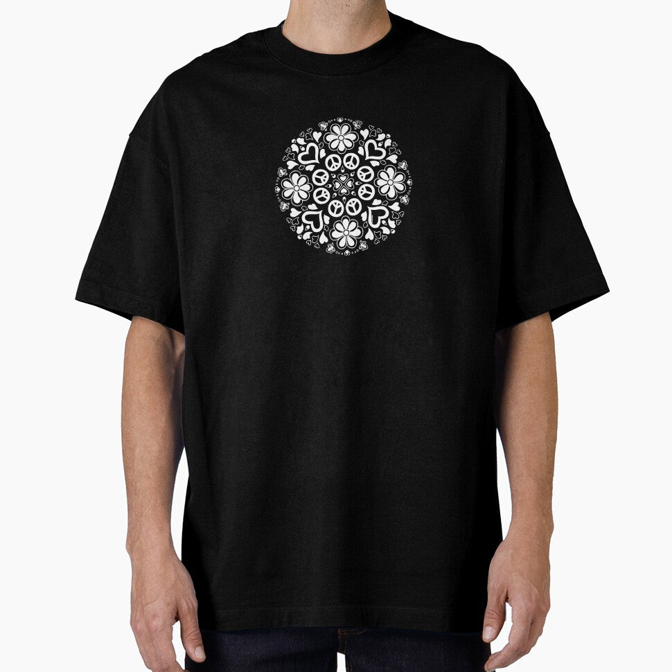 Peace and love collection (White mandala, pink background) by AnnasDigitalArt