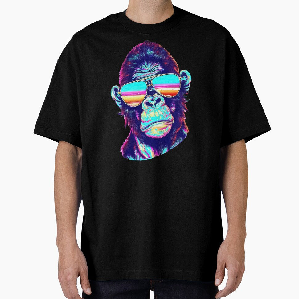 Vintage Vaporwave gorilla in sunglasses 80s retrowave by TomFrontierArt