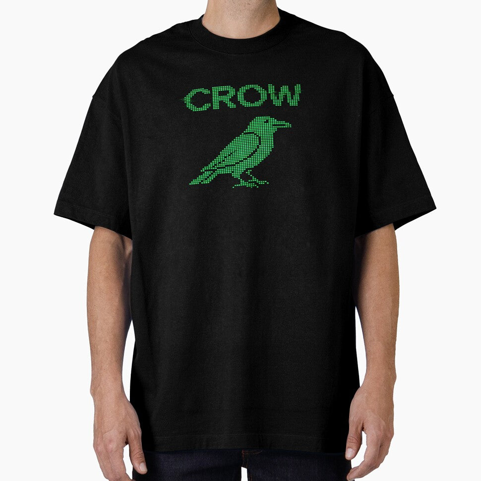 Digital Pixel Crow - Retro Green Terminal Glitch by Dakson Design - Fantasy Art