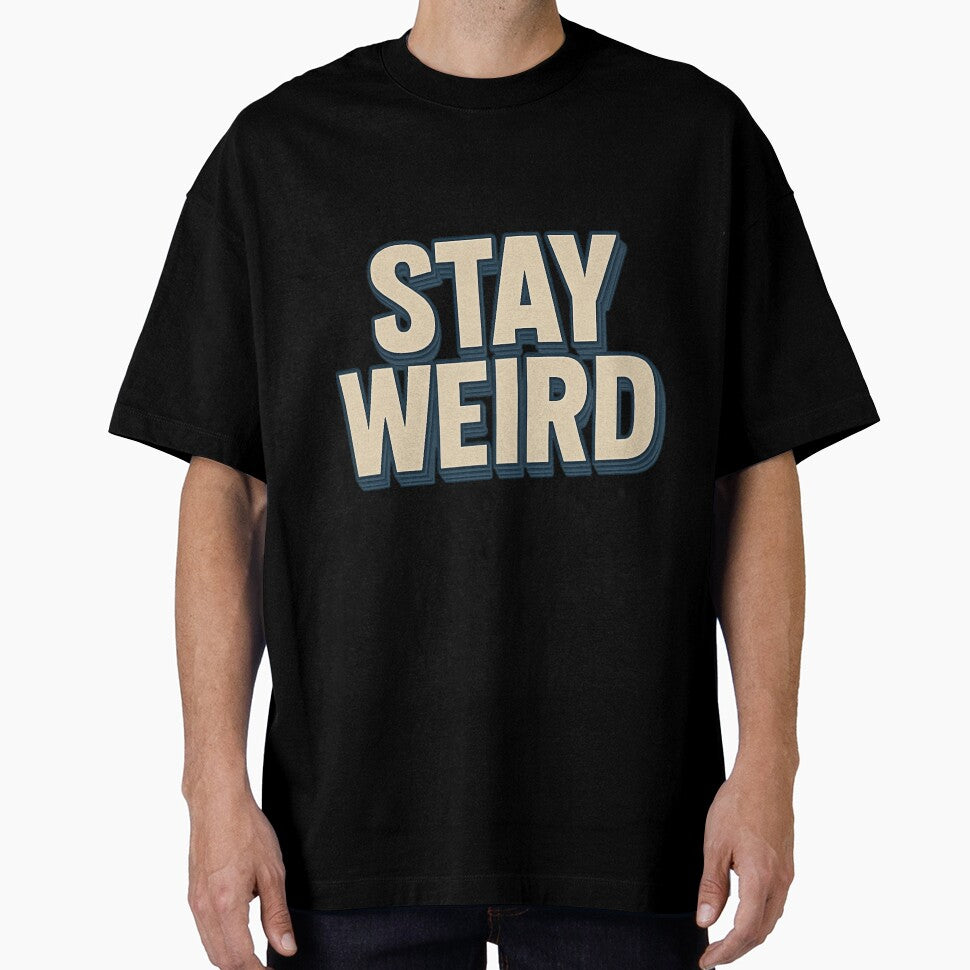 Stay Weird – Retro Neon Aesthetic Typography by RouniBoutique