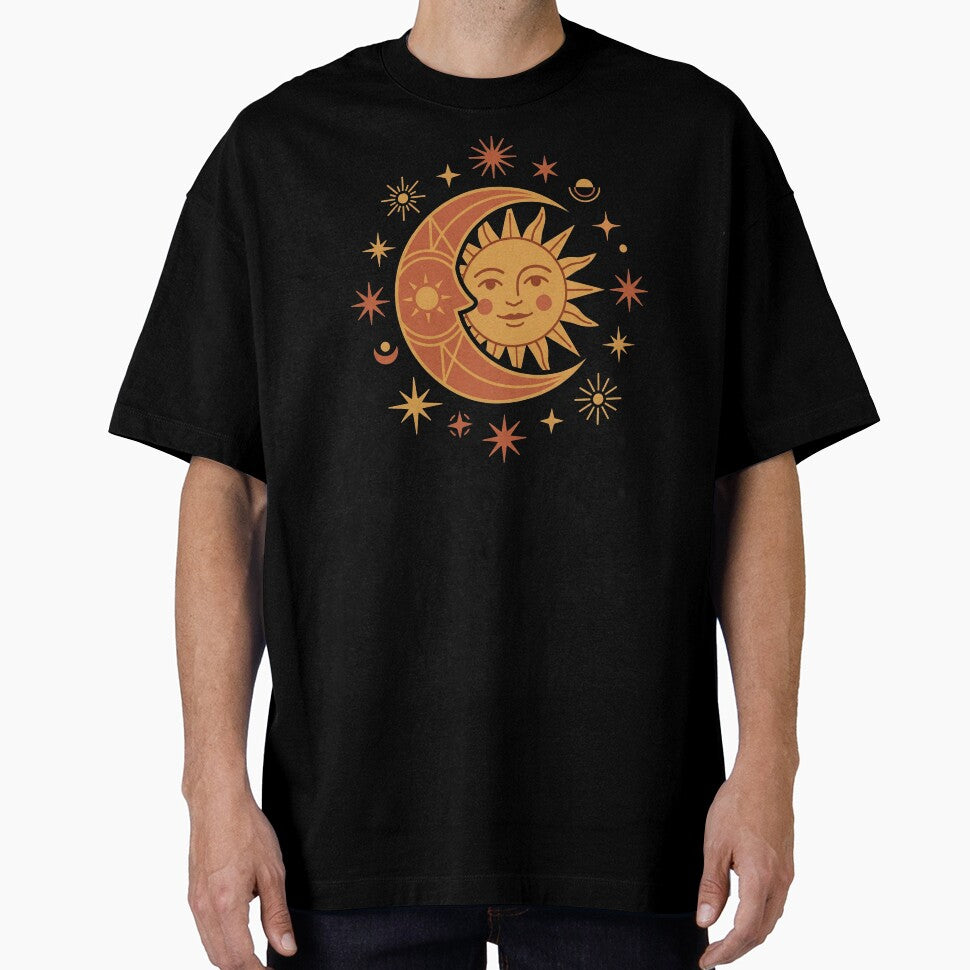 Vintage Boho Celestial Sun and Moon Face by TeNovaStudio