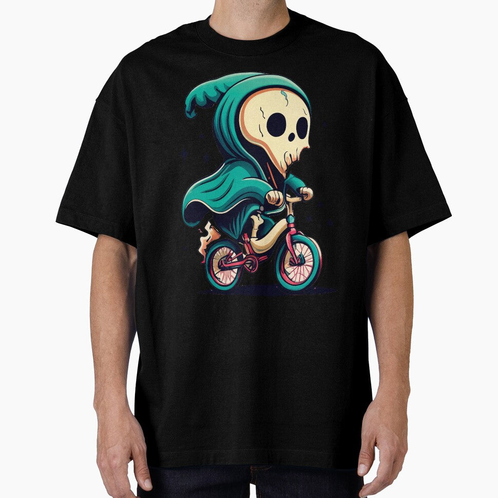 Whimsical Skeleton Bicycle Ride by VividVortexArt