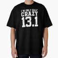 Im Only half crazy 13.1 cross country marathon runner gift by hadleydesigns