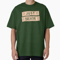 Just Breathe Typography T-Shirt | Minimal Mindfulness & Wellness Design by happyrays