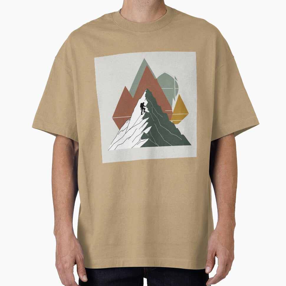 Climb The Mountain - Minimalist Geometric Hiking Art by NeuralAuraArts