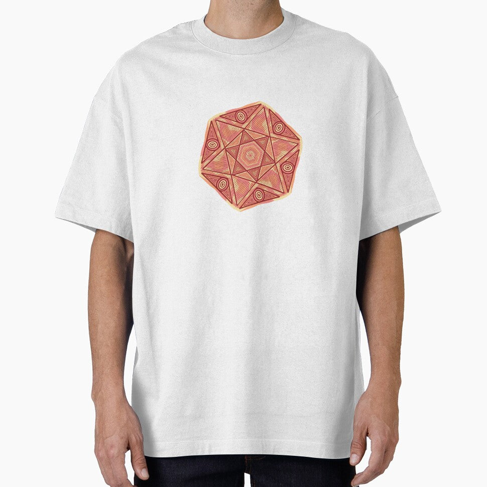 Terracotta Geometric Sunburst - Abstract Linear Star Mandala by RareSquareBearArts