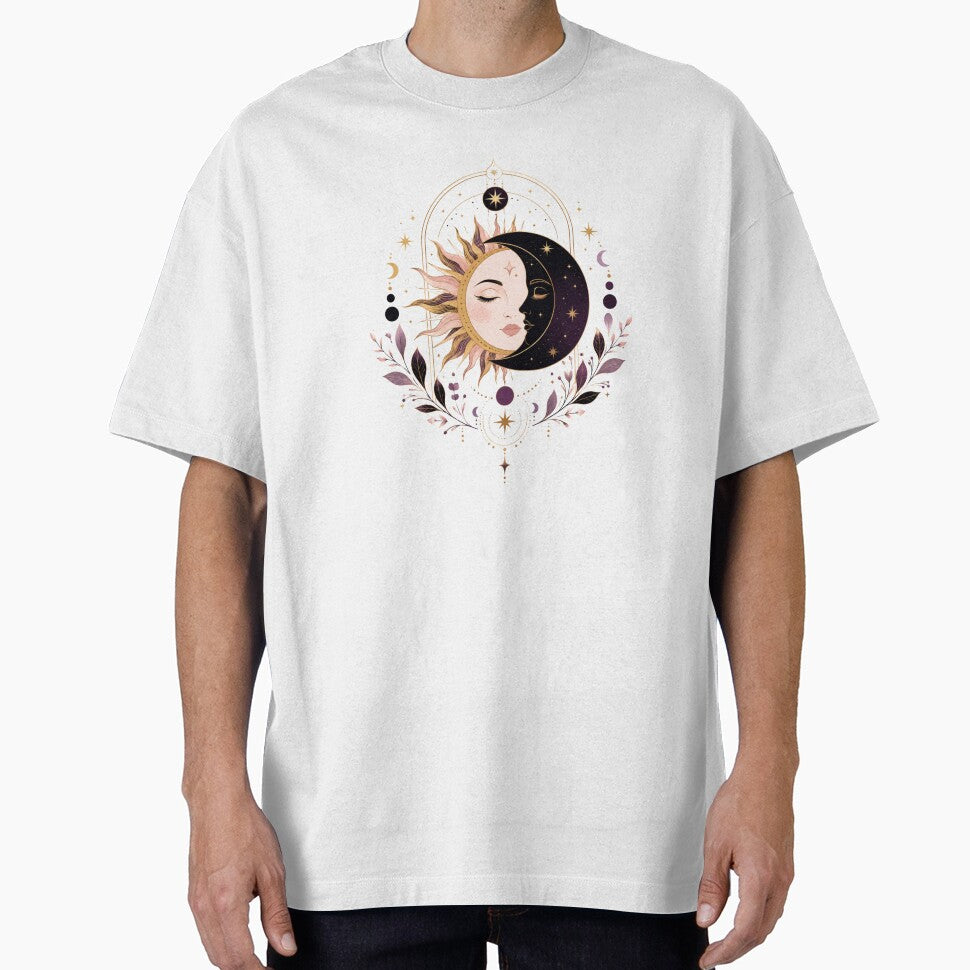 Celestial Sun and Moon Face Art by ModernMoodCo