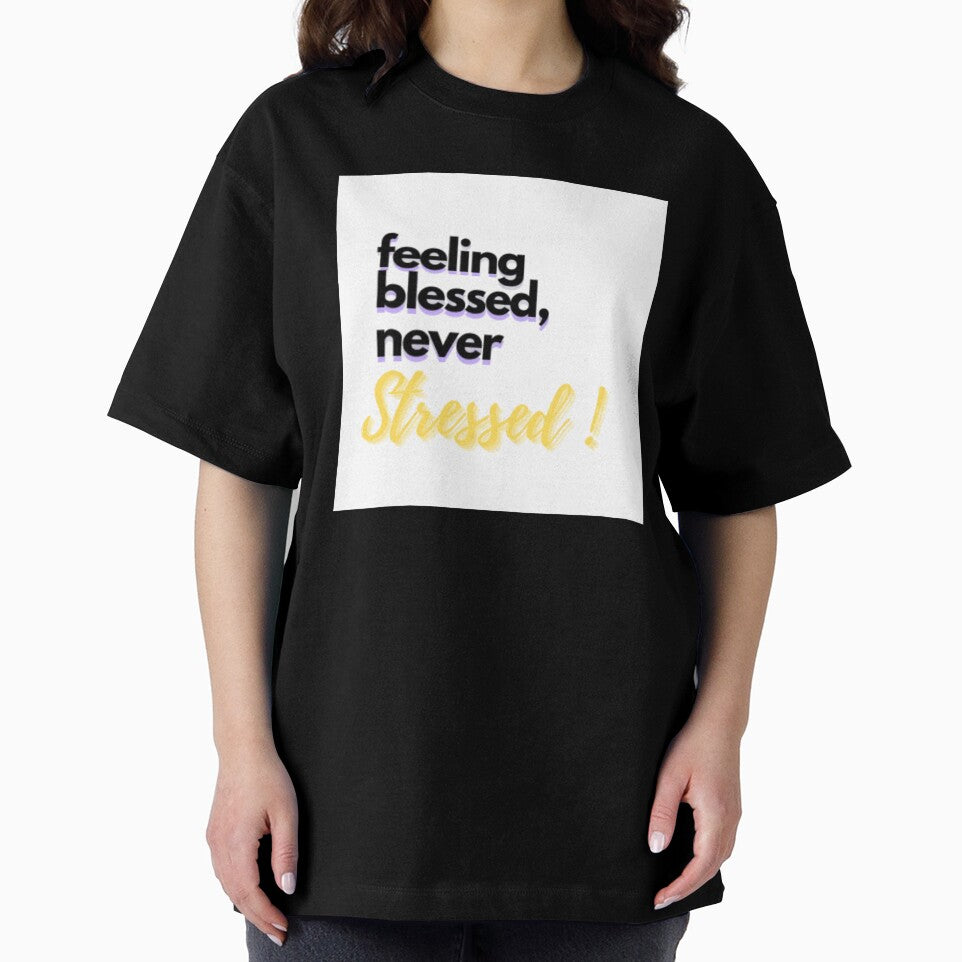 MINIMALIST TEXT-feeling blessed never stressed by YOJHaven