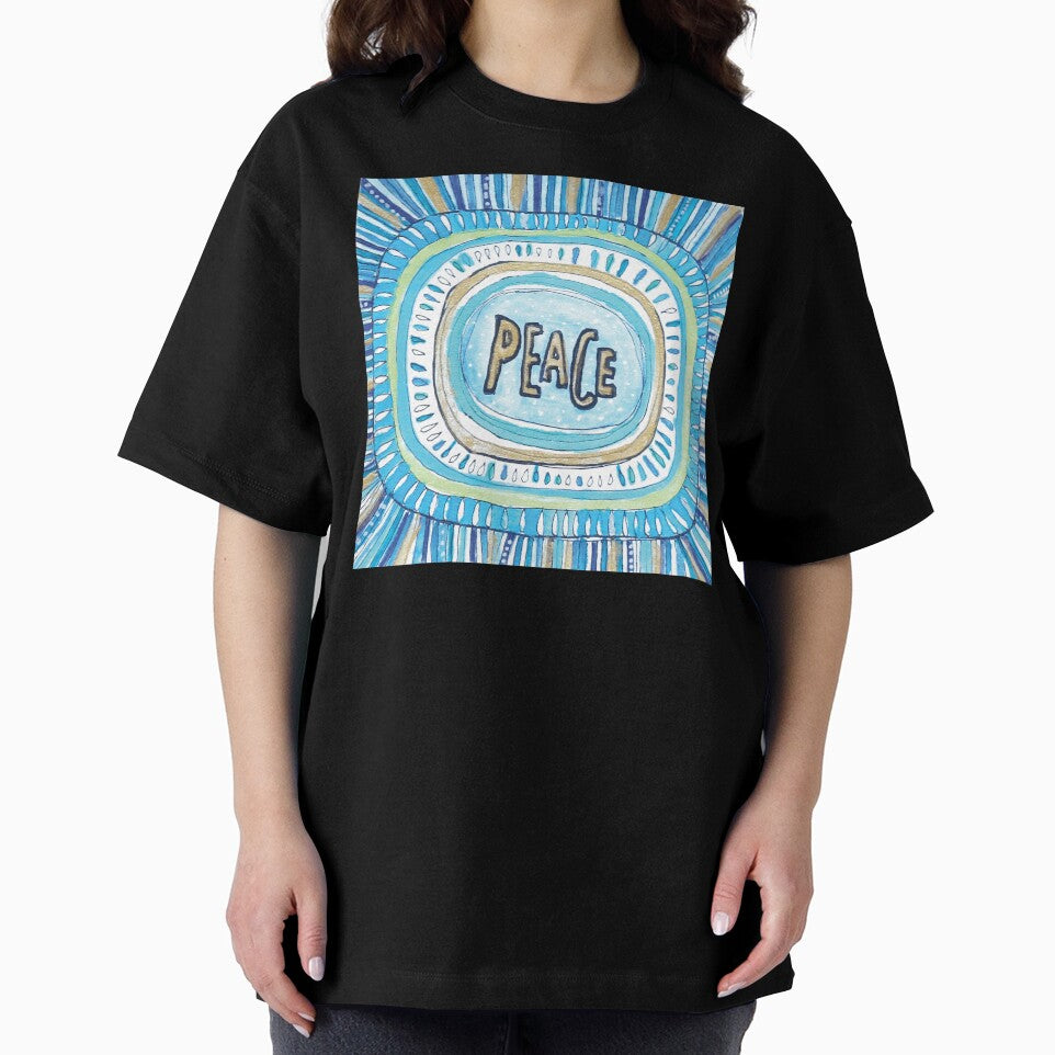 Peace -  meditative doodle in blue and gold by CSheehanArt