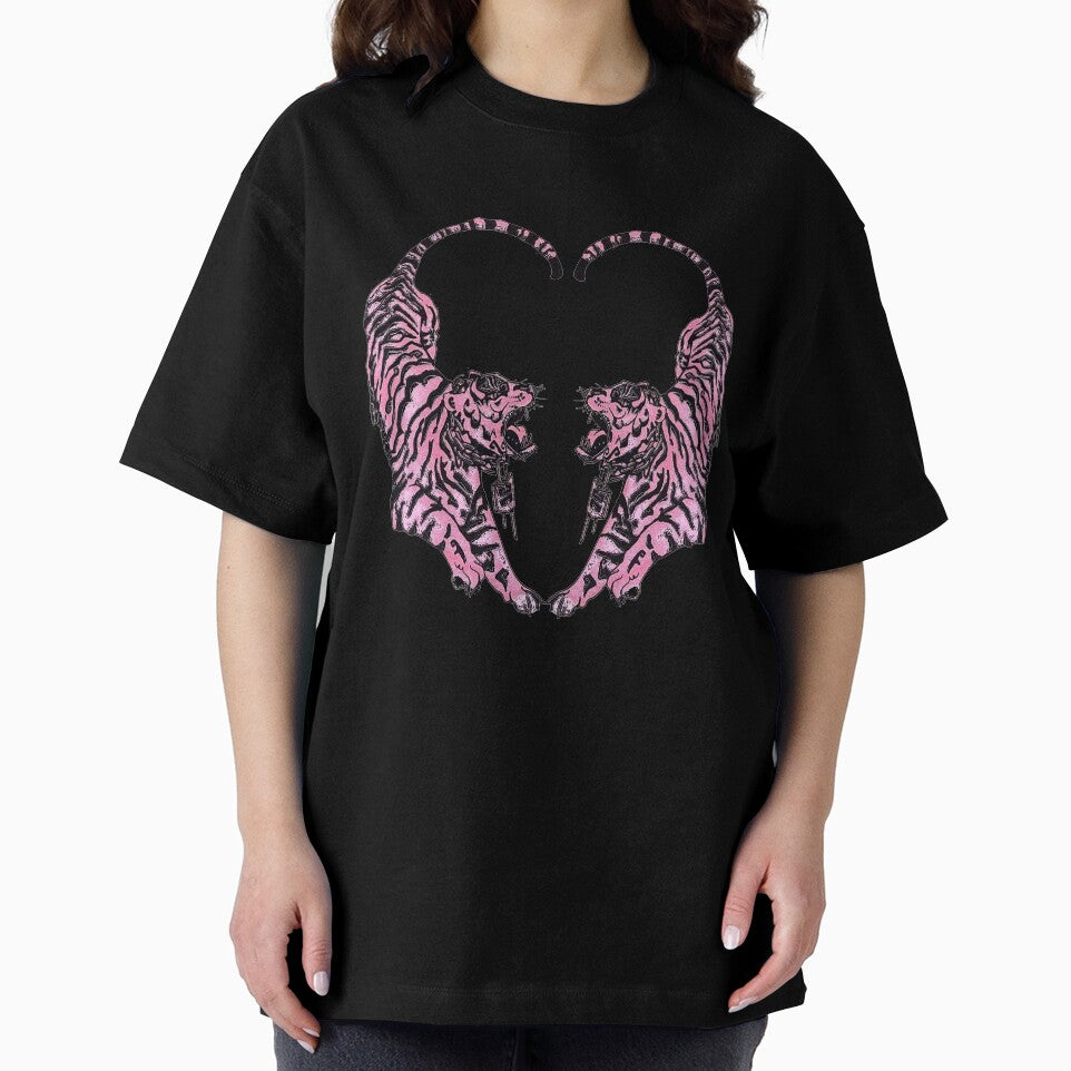 Vintage Pink Tiger Heart Tattoo Edgy Streetwear by Krasnovaovaova