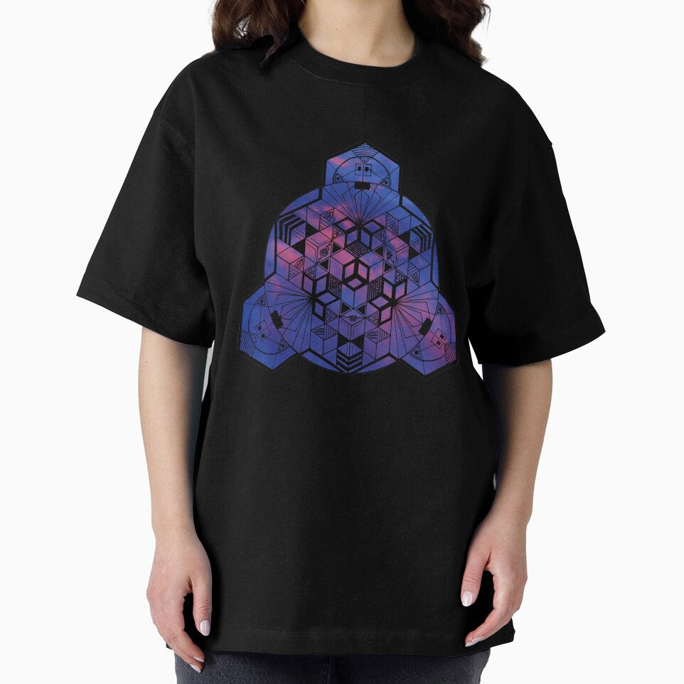 Dark Red Blue Sky Cube Mandala 180° Resized by createVisions
