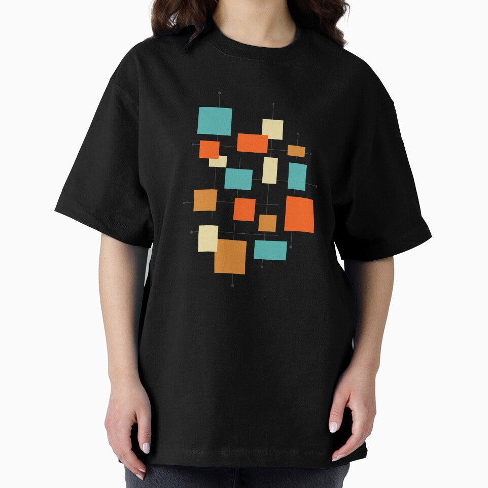 Colorful Geometric Squares Lines Mid Century Modern Retro by Orchard Berry