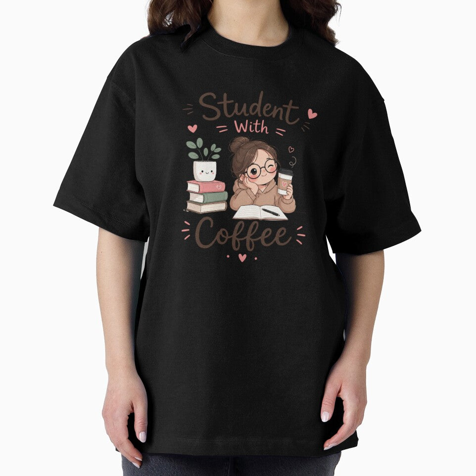Cute Student With Coffee Kawaii Study Aesthetic Sticker | Cozy College Life Design by Sanika arts