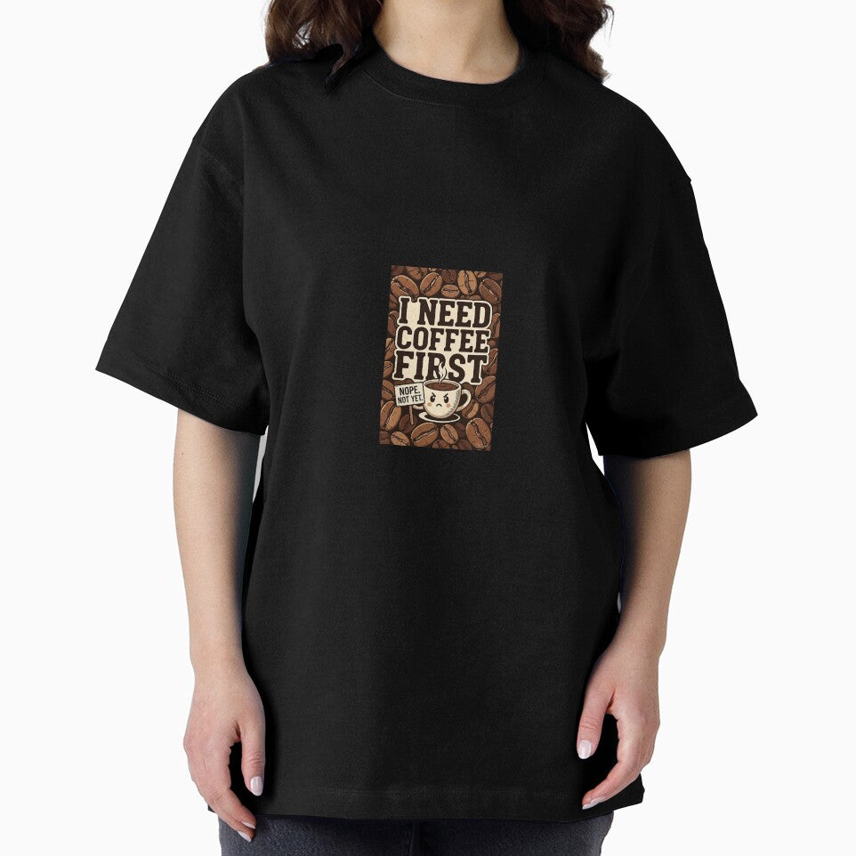 I Need Coffee First Funny Coffee Lover Vintage Typography Design by Artbysarmina