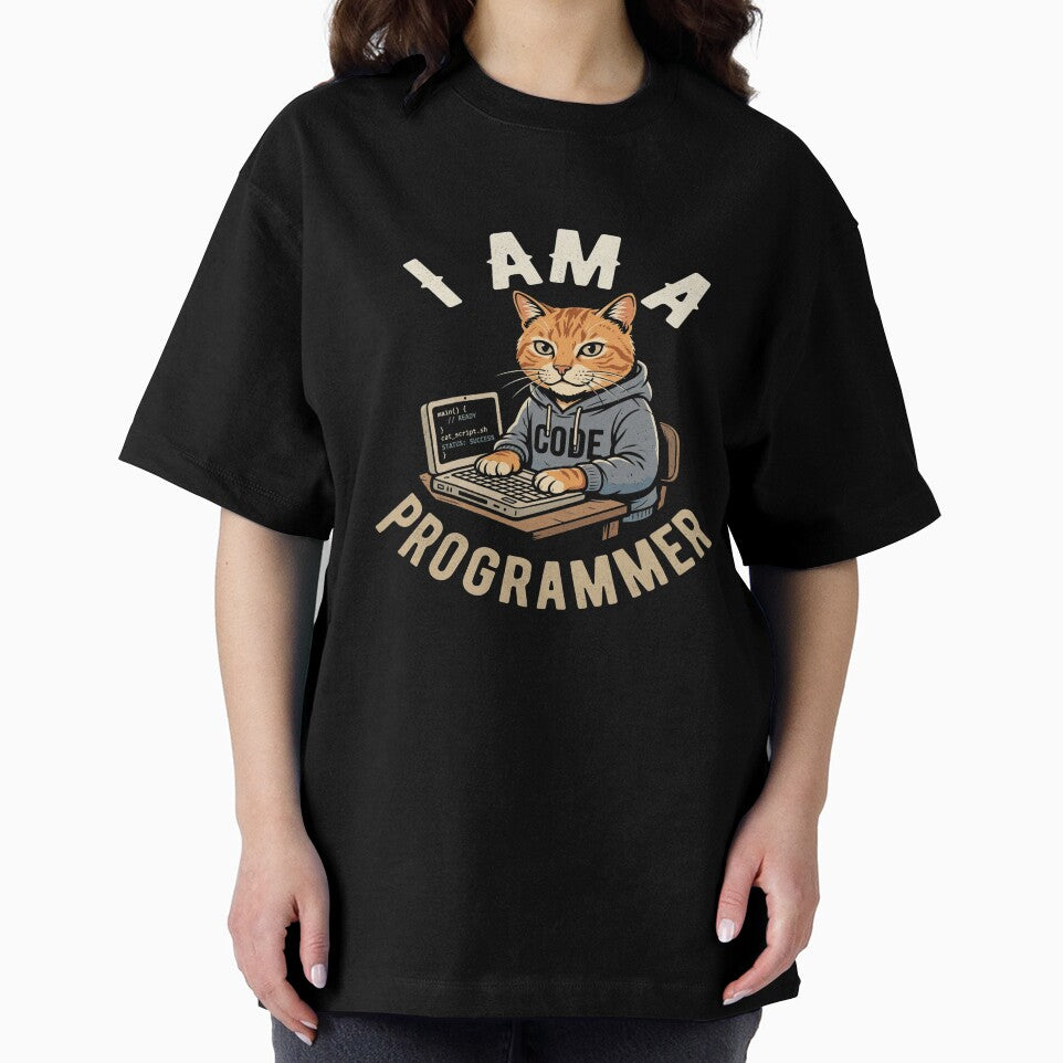 I Am A Programmer Cat — Funny Coding Cat Hoodie Vintage Tee for Software Developers by NUVYStudio