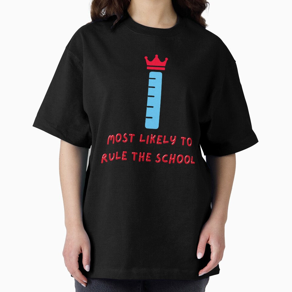 Most likely to rule the school: cute crowned ruler pun (blue & red) by NerdyChibi