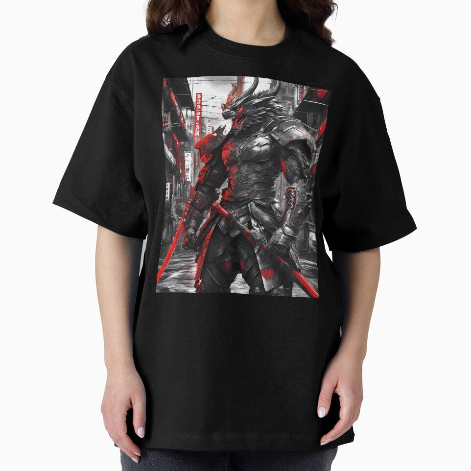 Fierce Dragon Samurai in Dystopian Japan - Futuristic Warrior Art by MystiqSlav