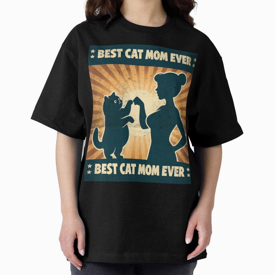 Retro Best Cat Mom Ever Fistbump Design by MigNetZ