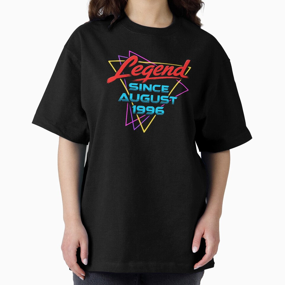 Legend Since August 1996 Retro Neon Style Birthday Celebration Design by msaloyach
