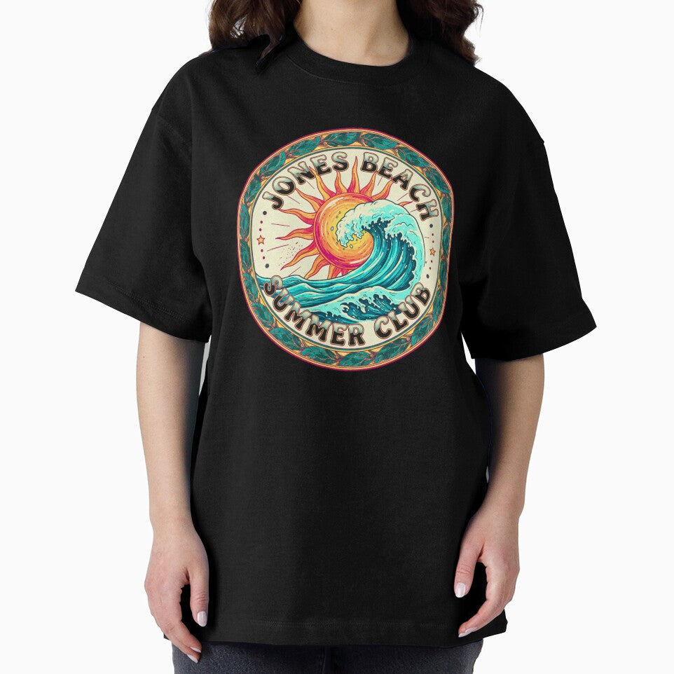 Jones Beach Summer Club Retro Badge - Vintage Sun & Waves by FitEnvy