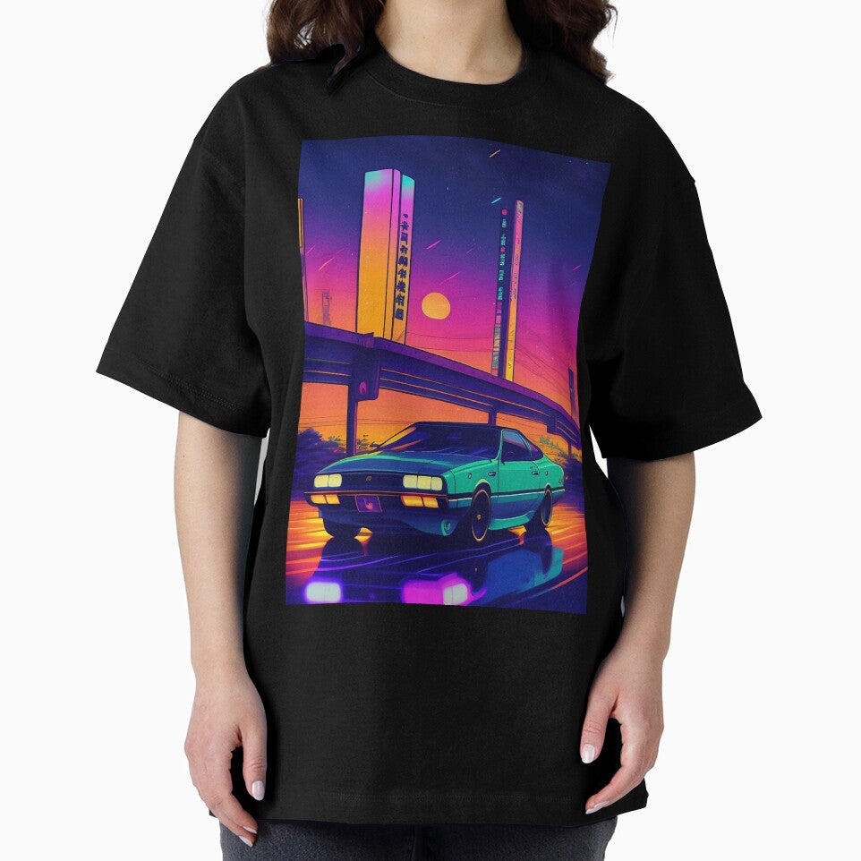 Vintage 90's Anime car Cyberpunk Night Sky Lofi retro aesthetic by iluminal