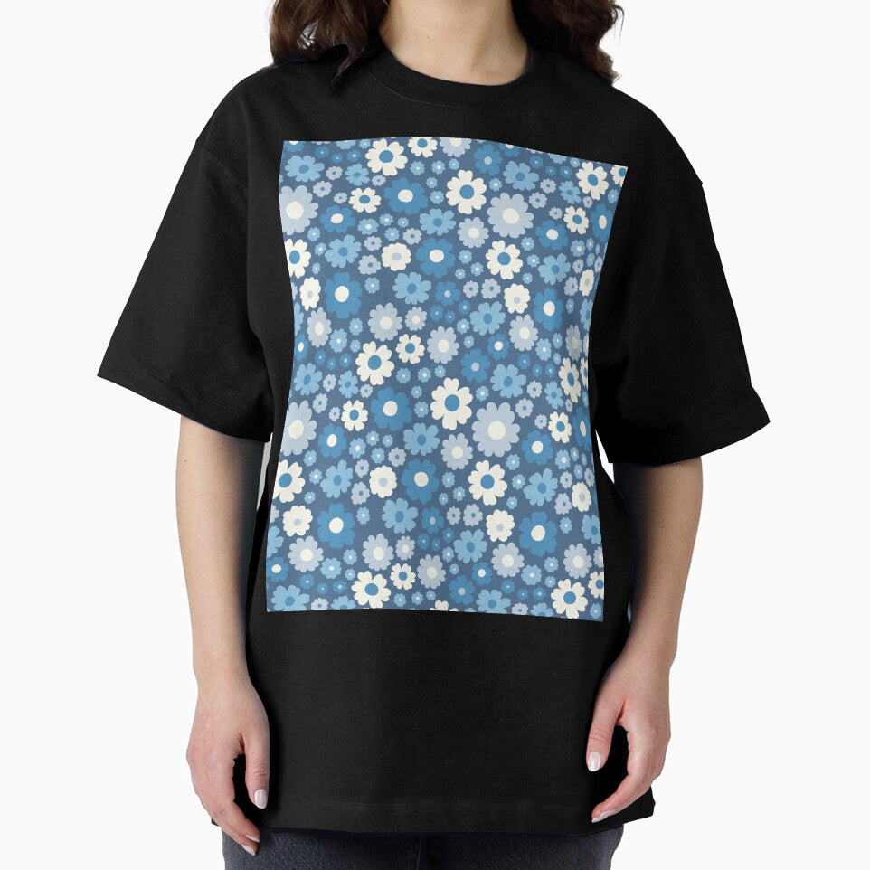GROOVY RETRO FLOWER POWER GIRLY 70S AND 60S STYLE BLUE by blomastudios