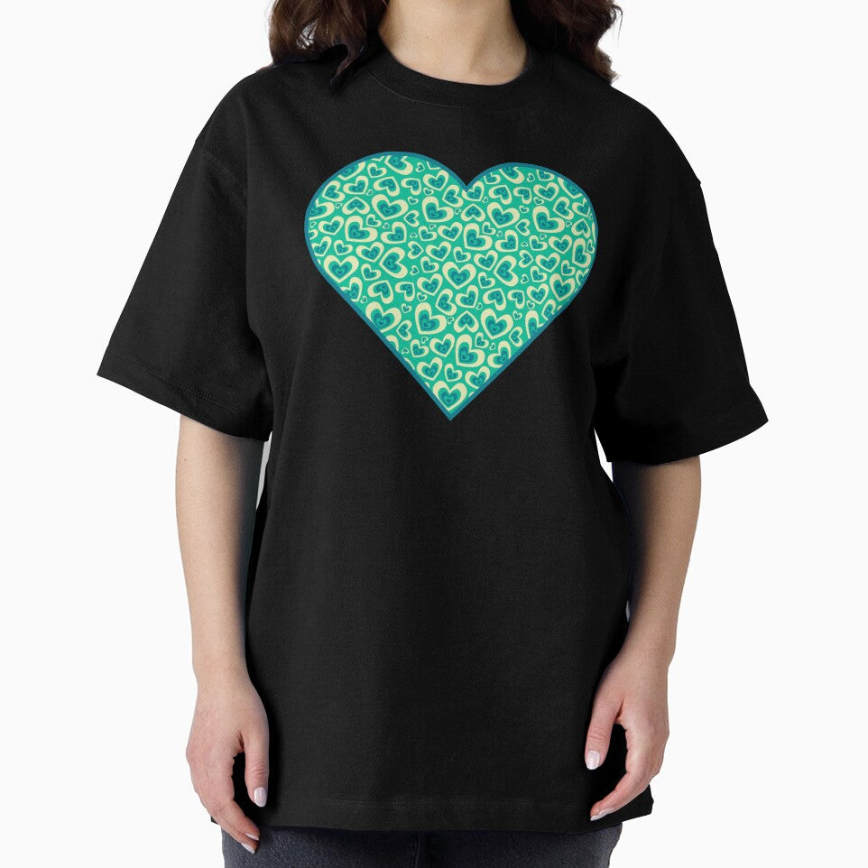 Mint Condition Love - Green Heart Pattern Design – Teal and Cream Retro Love Graphic by larissa-myrie