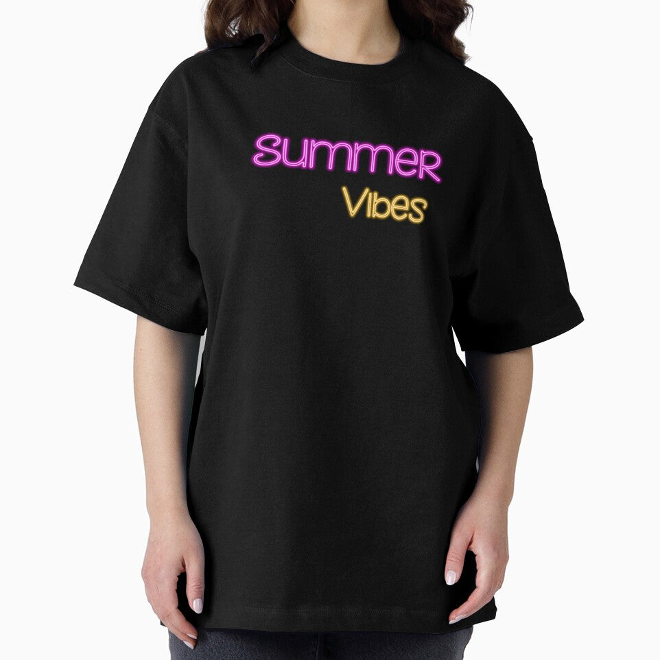 Neon summer vibes text on brick wall by AnnArtshock