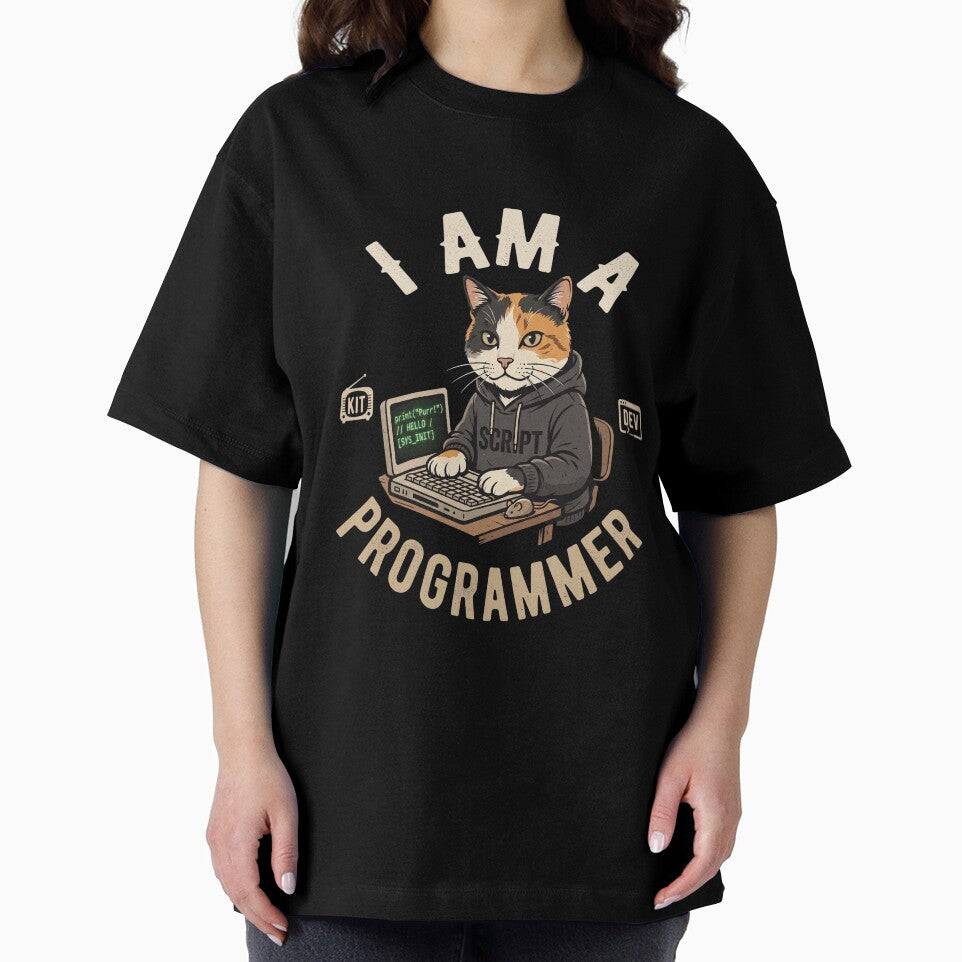 Funny Programmer Cat Coding Retro Hoodie Design by CrystalMineArts