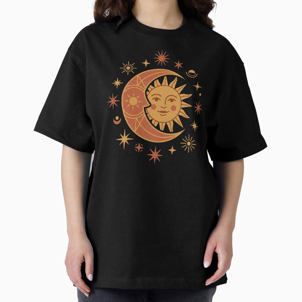 Vintage Boho Celestial Sun and Moon Face by TeNovaStudio