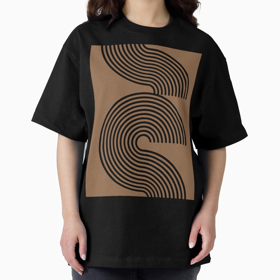 Zen Brown Retro Mid Century Line Pattern by Inogitna Designs