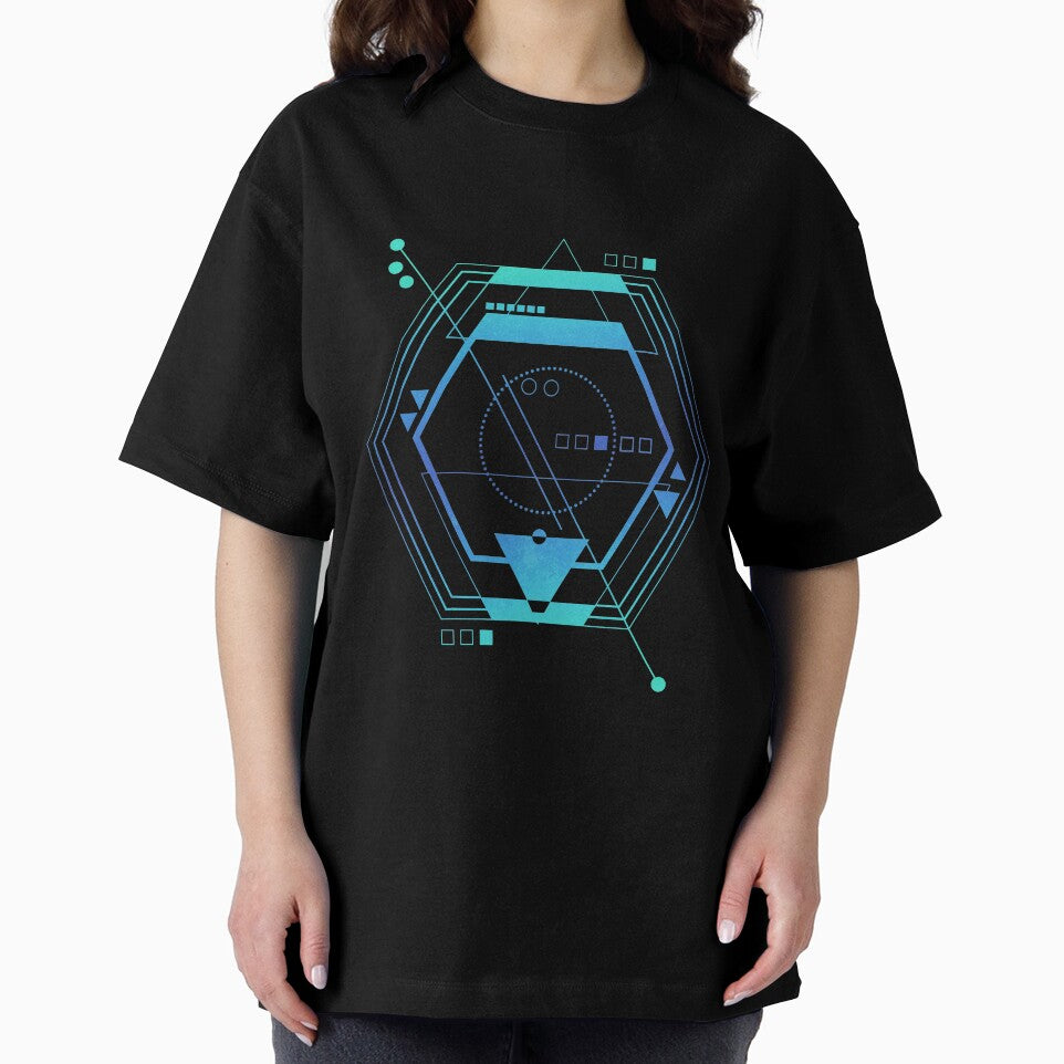 Blue Geometric galaxy ciberpunk abstract by Carolina Salazar