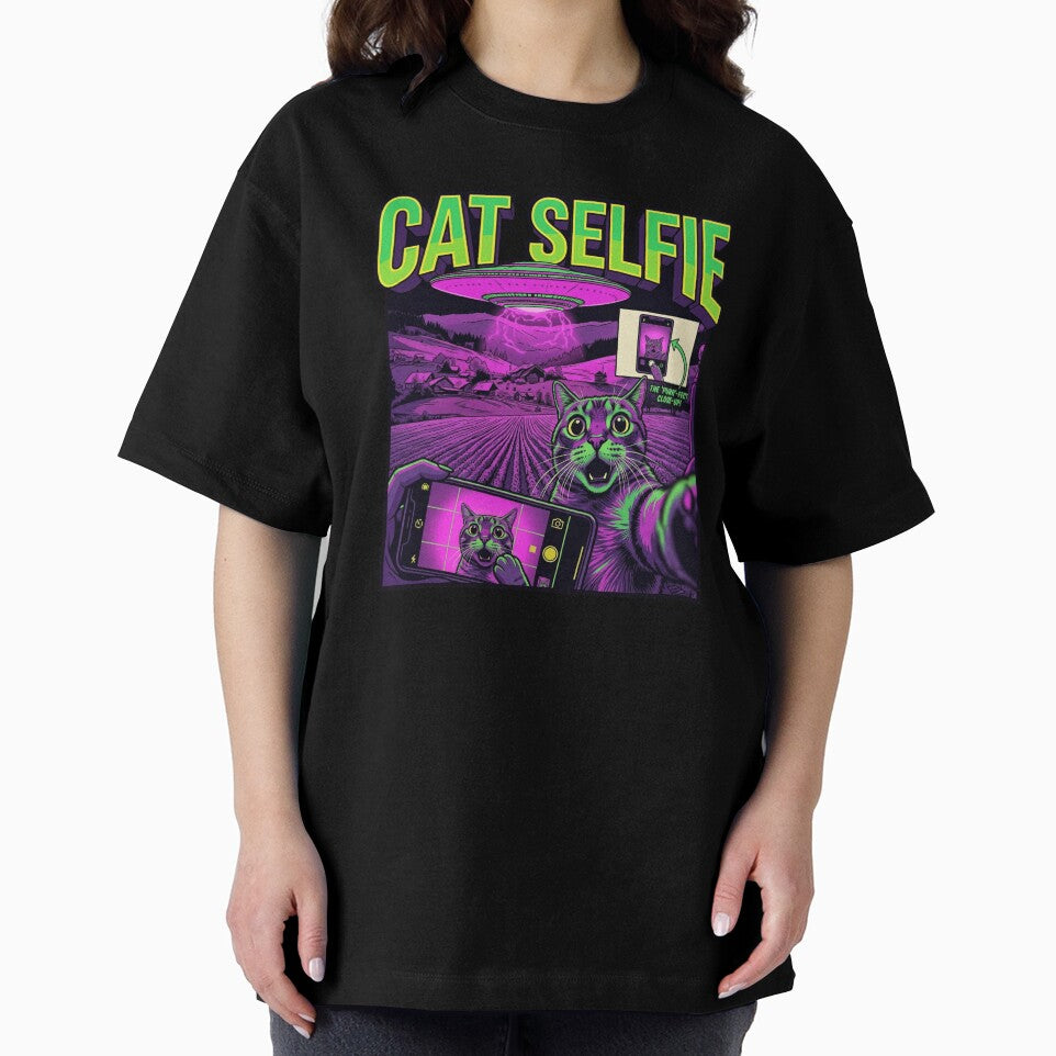 Cat Selfie with Alien UFO Funny Cat by Kitkin