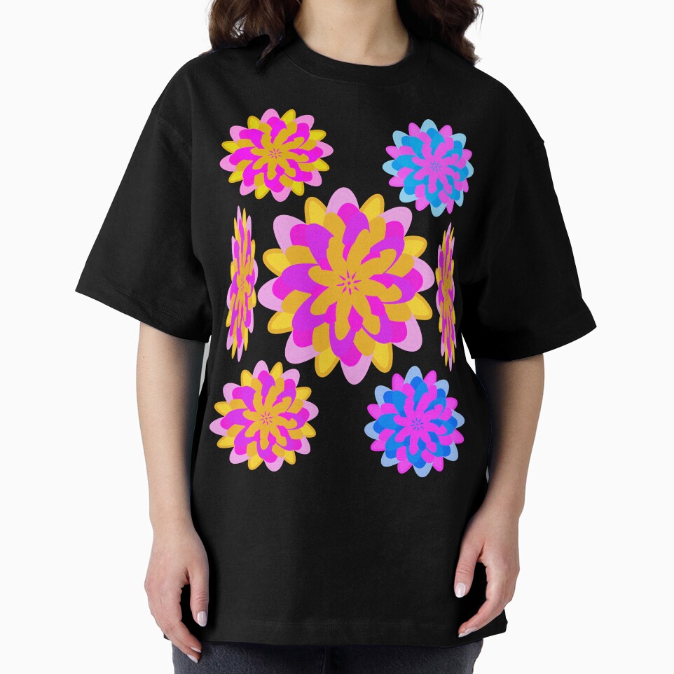 Colorful Floral Design in Pinks and Yellows on Lavender Background - Hand-drawn by Victoria Rose