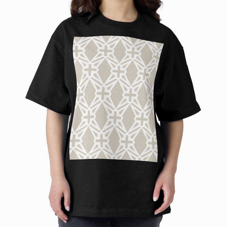 Tan and White Geometric Shape Pattern Pairs DE 2022 Popular Color Doric White DET641 by ColorOfTheYears