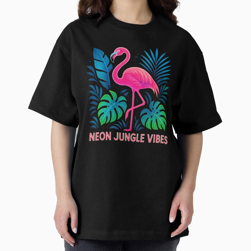 Neon Jungle Vibes – Flamingo Glow Art by xmoudx