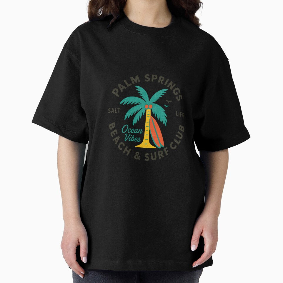 Retro Palm Springs Beach & Surf Club – Vintage Summer Vibes Illustration by Colorful-Garden