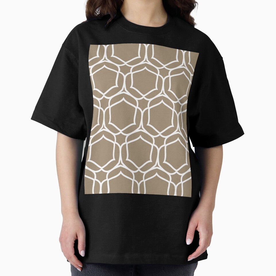 Brown and White Overlapping Shape Tile Pattern Pairs DE 2022 Trending Color Tuscan Mosaic DE6208 by ColorOfTheYears