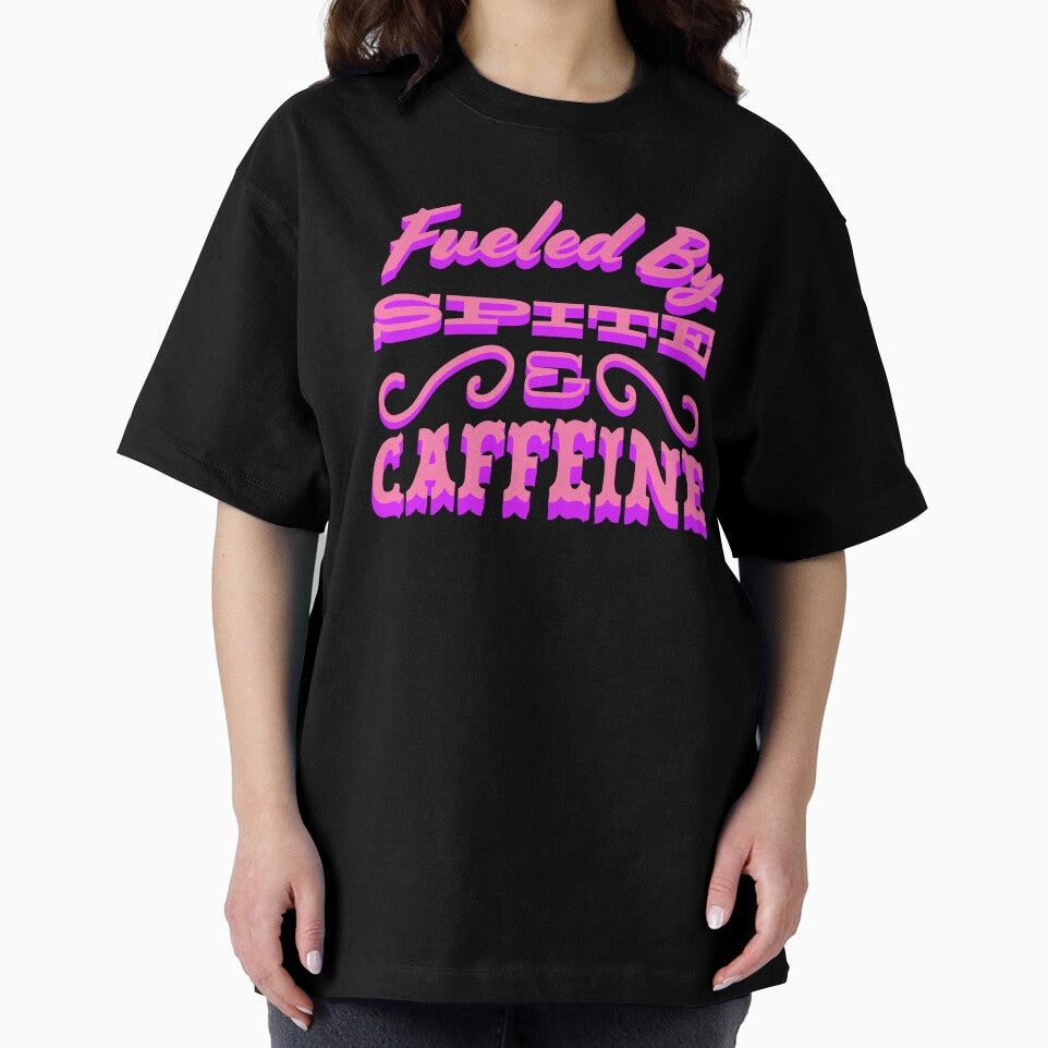 Fueled By Spite and Caffeine Neon Pink Typography by skullcap-prints