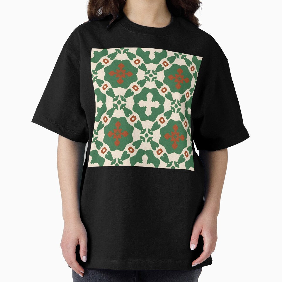 Aesthetic MATCHA Mosaic Beautiful Pattern pattern with flowers green by Catophile