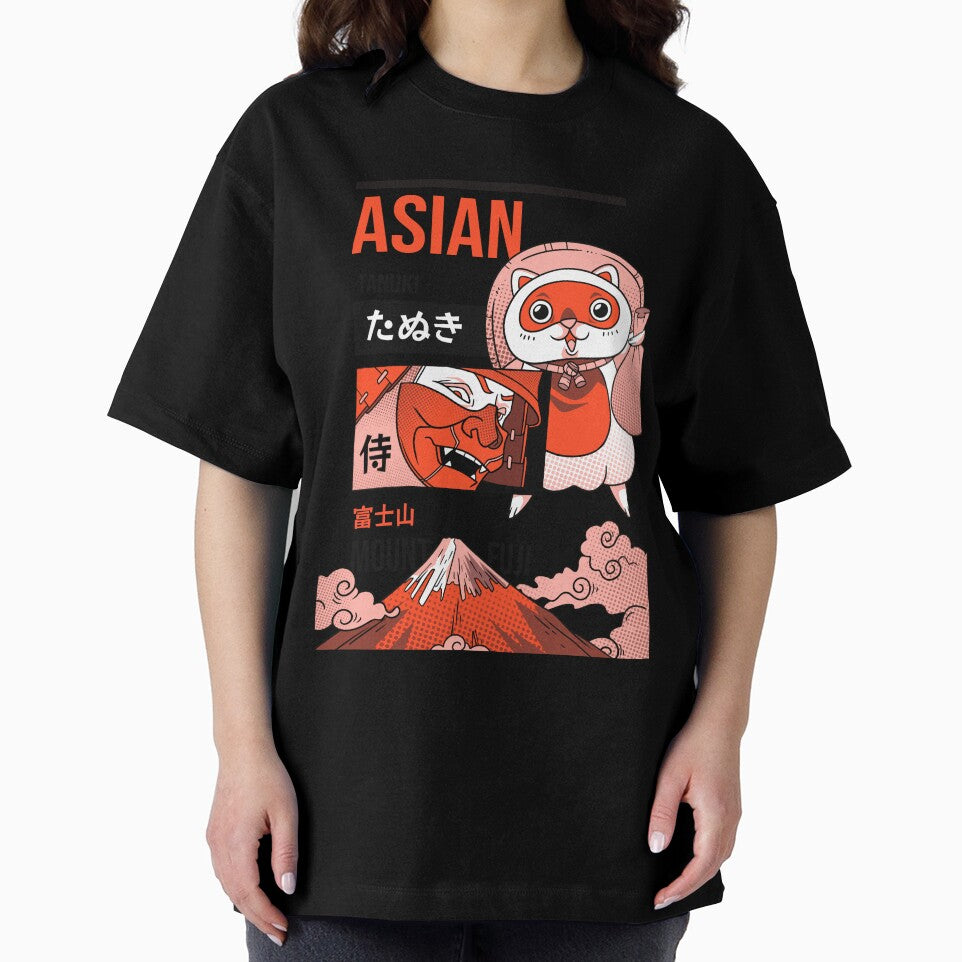Tanuki Japanese Raccoon Dog & Mount Fuji by Moonbeam Creations