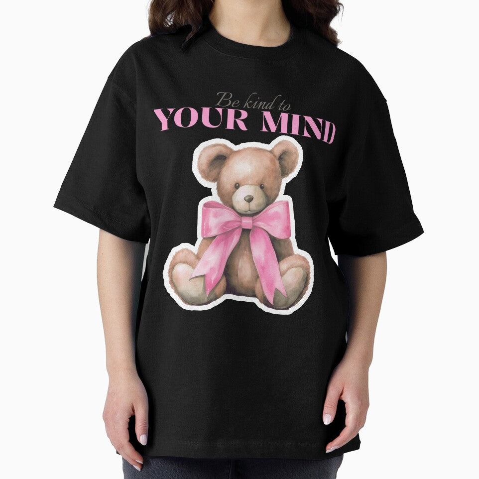 Be kind to your mind vintage teddy bear pink bow by SoulfulT