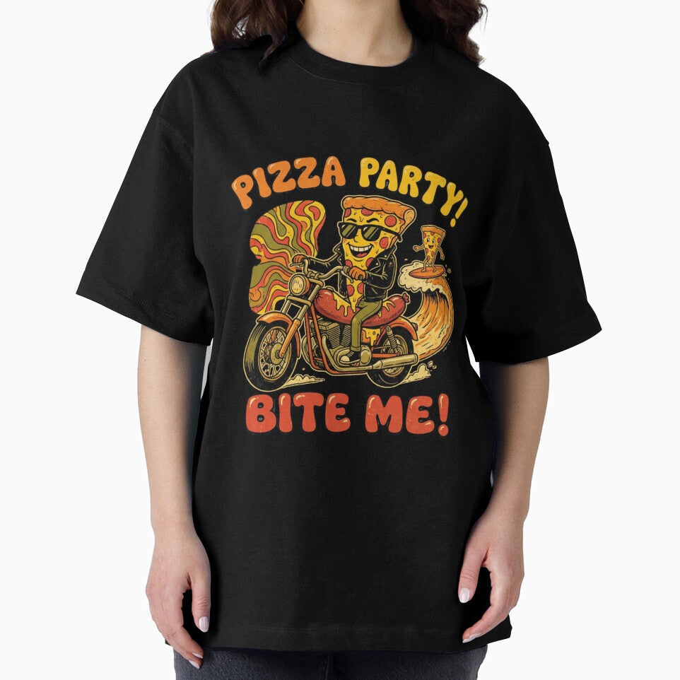 Biker Pizza Party! Bite Me! (Retro Rocker) by AI Experiment Lab