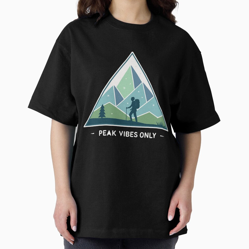 Peak Vibes Only Hiking and Adventure - dark bg by pixelated_echoes