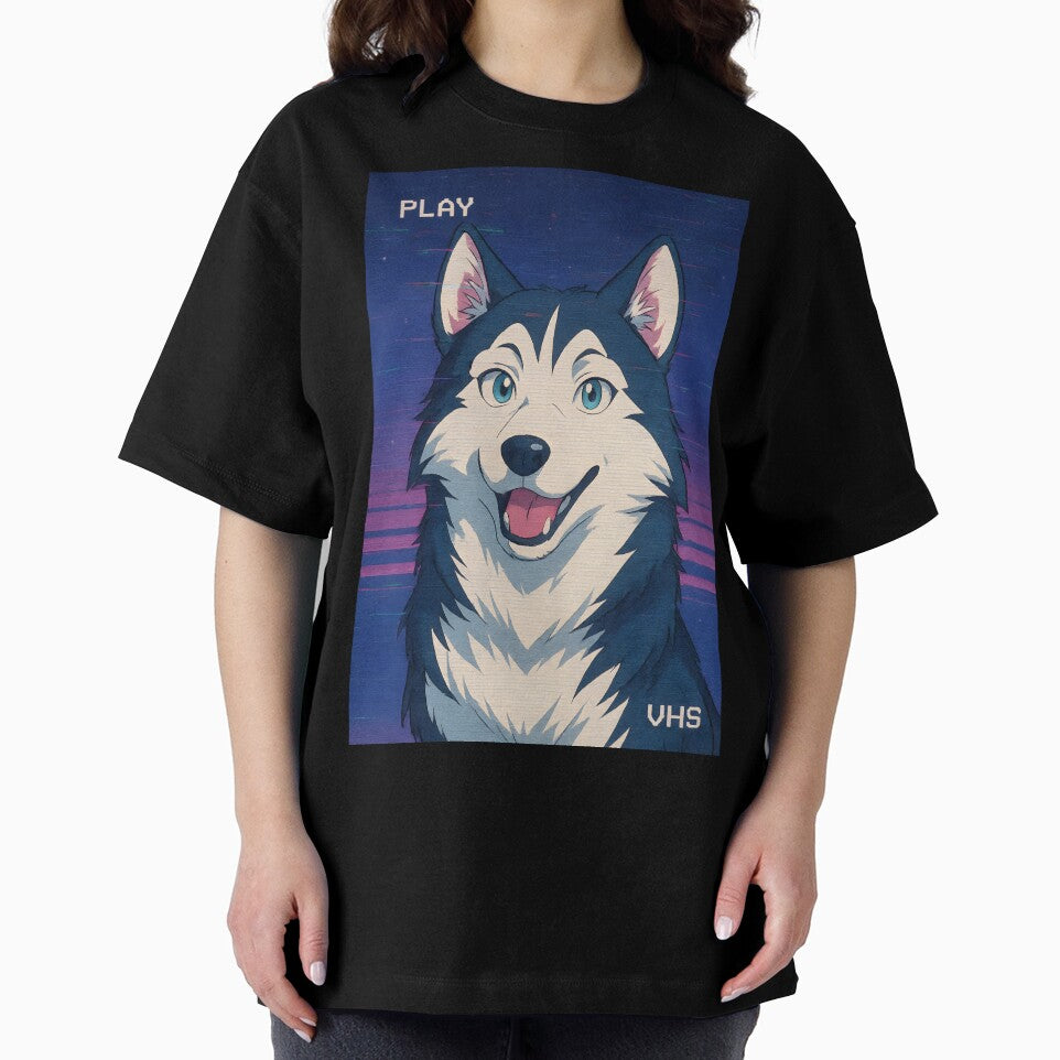 VHS Husky Anime — Glitchy Analog Dog Portrait by PrimalPalette
