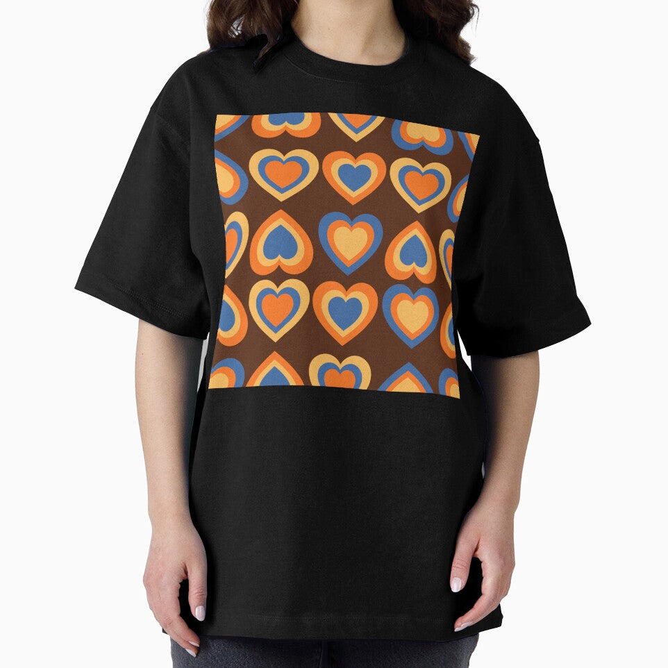 Groovy Retro Heart Seamless Pattern - 70s Vintage Love Aesthetic by Niji Hibana