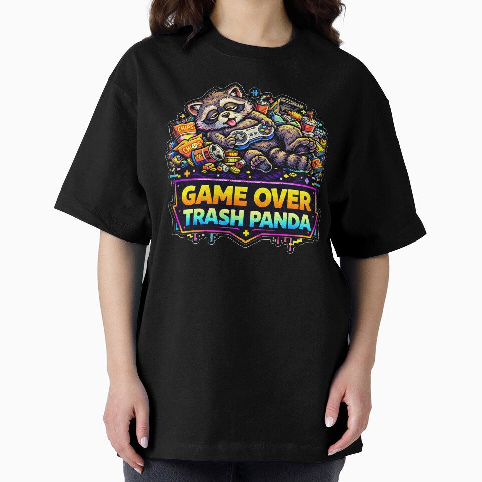 Game Over Trash Panda Shirt Funny Retro Gaming Raccoon Gamer Meme by ZEBBEDE - Minimal Streetwear
