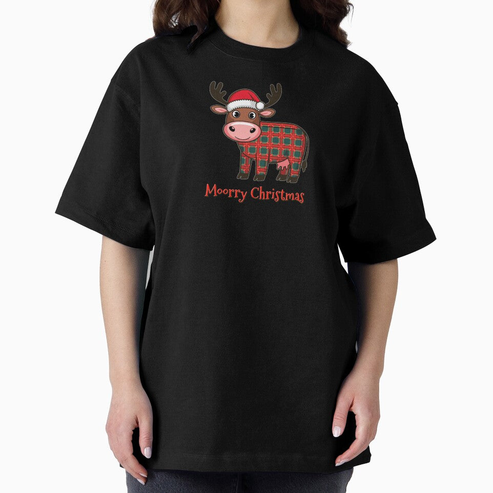 "MOORRY CHRISTMAS" Christmas Plaid Cow by Wander X Design