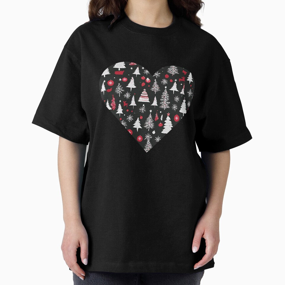 Holiday Heart - Black Christmas Patterned Heart by ha11e11
